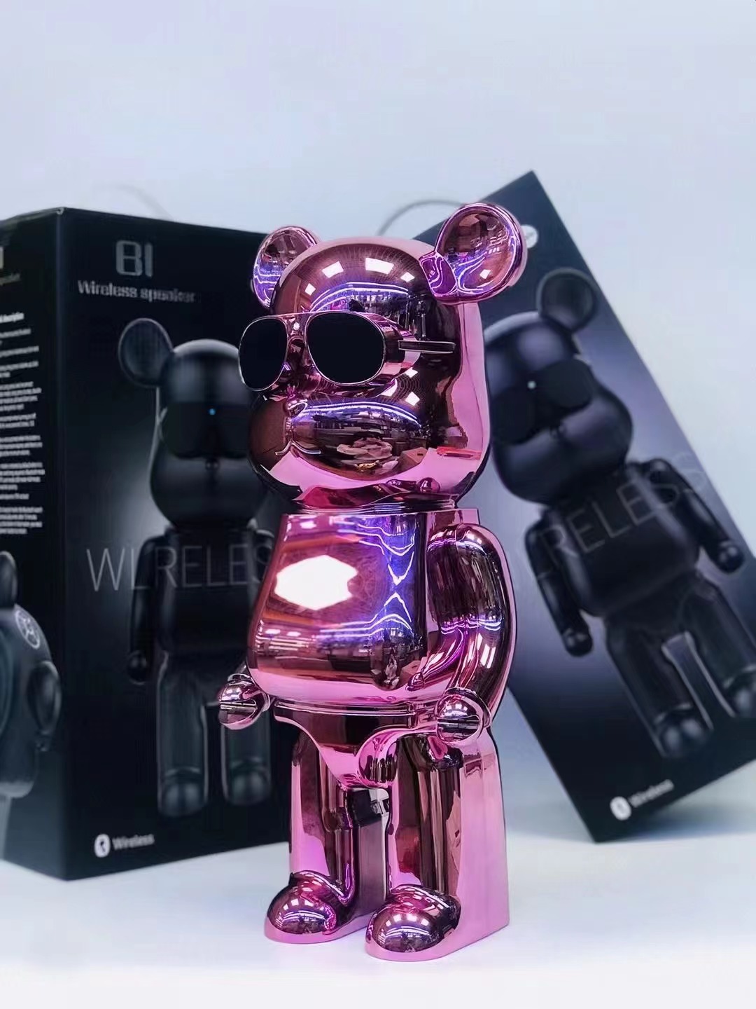 Cool SUNGLASSES Robot Bear Body Wireless Bluetooth Speaker B2 (Pink)