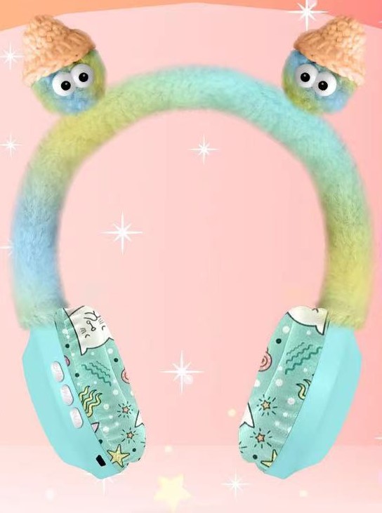 PLUSH Soft Cute Colorful LED Lights Wireless Portable Headset for Universal