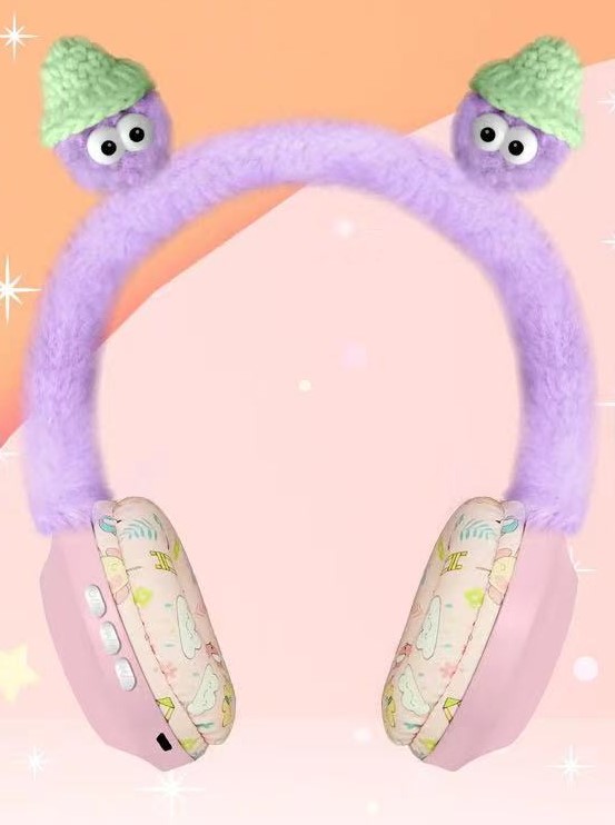 PLUSH Soft Cute Colorful LED Lights Wireless Portable Headset for Universal