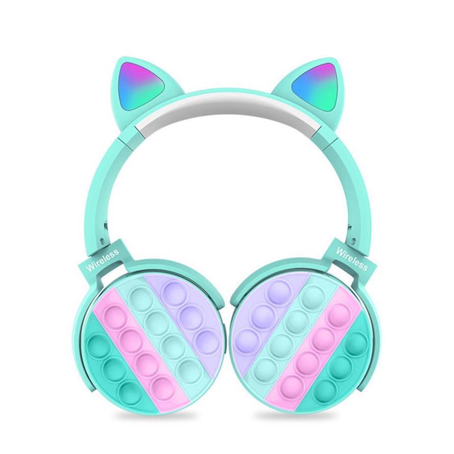 Popit Cat Ear Bluetooth Wireless LED Foldable HEADPHONE Headset with Built in Mic and FM Radio for