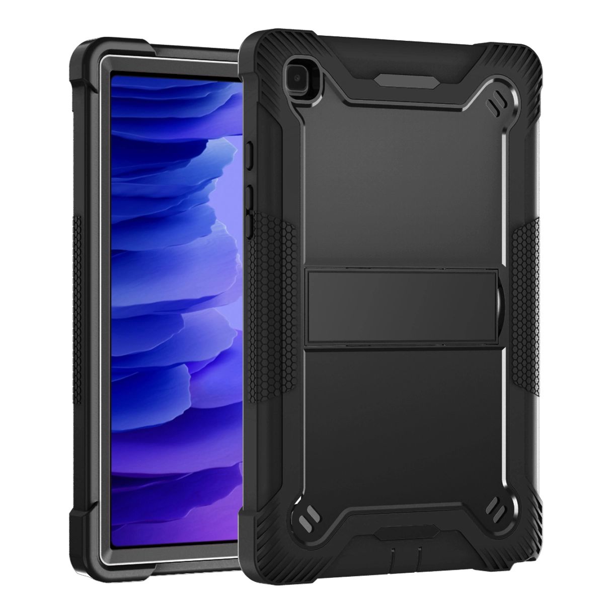 Shockproof Durable Heavy Duty Hybrid Kickstand Tablet Case for Galaxy Tab A7 Lite (2021) (Black)