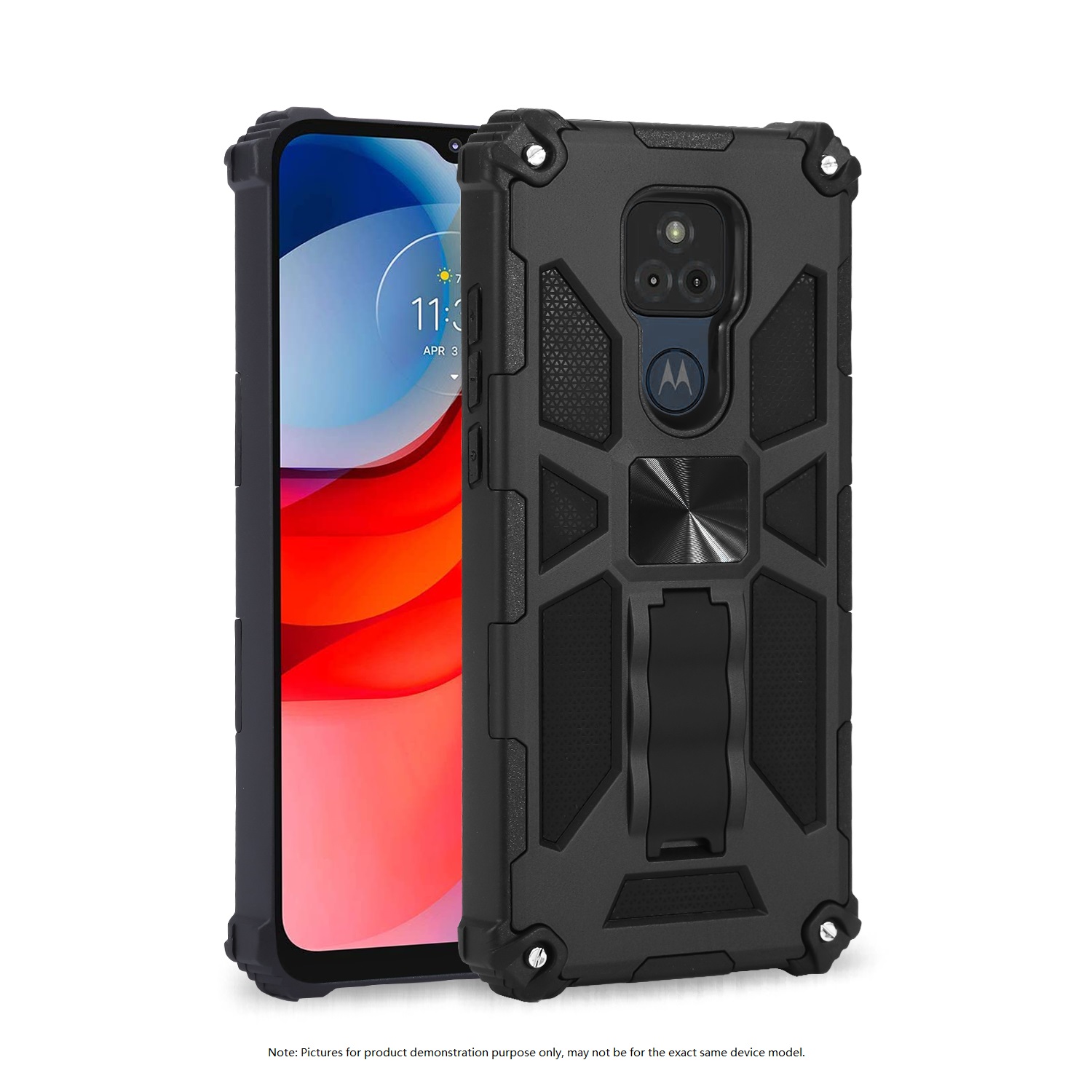Tuff Armor Hybrid Stand Case with Magnetic Plate for Galaxy A32 4G (Black)
