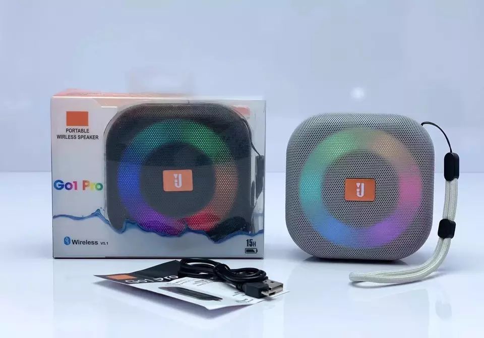 LED RING Light Pocket Size Portable Bluetooth Wireless Speaker GO1PRO (Gray)
