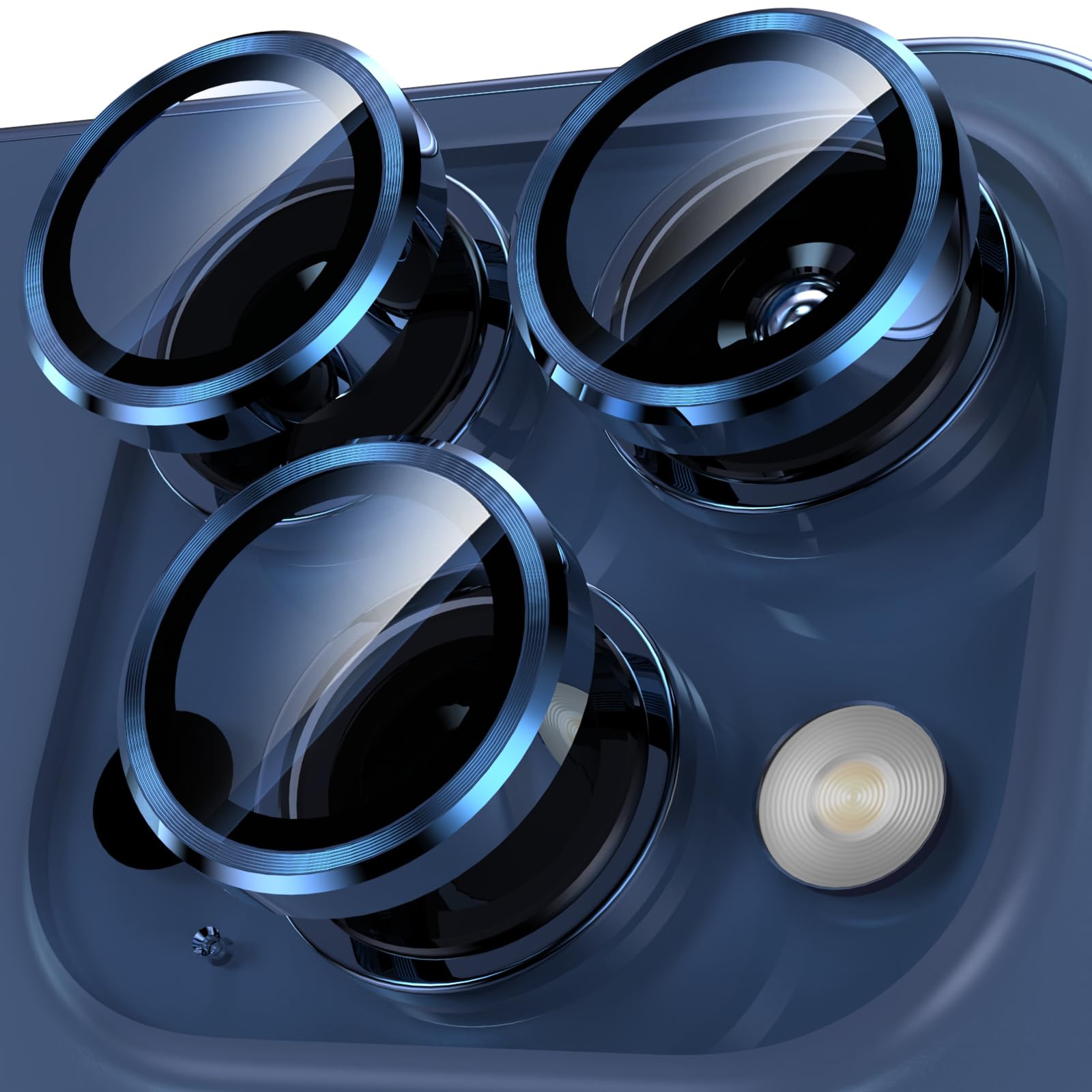 Premium Guard Titanium HD Camera Lens Protector for iPhone 15 Pro/Pro Max - Blue Glass Shield