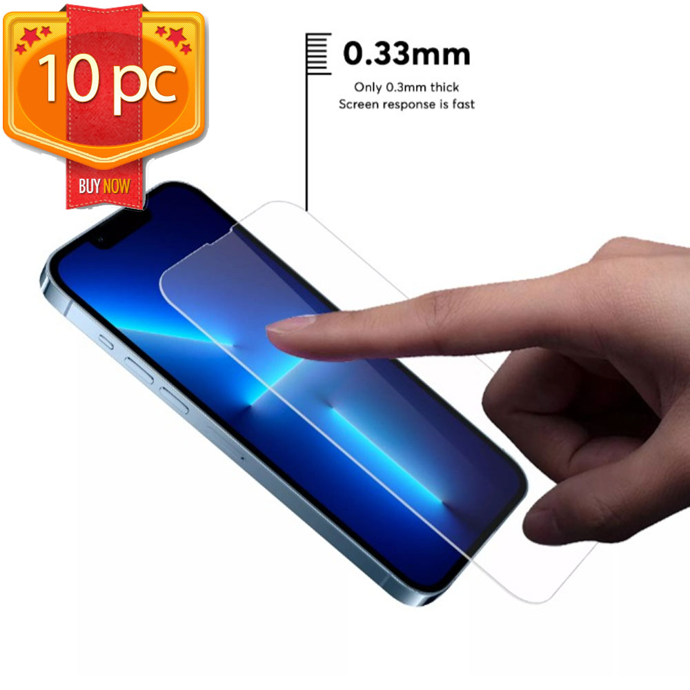10pc Pack Tempered Glass Screen Protector for iPHONE 14 Pro [6.1] (Clear)
