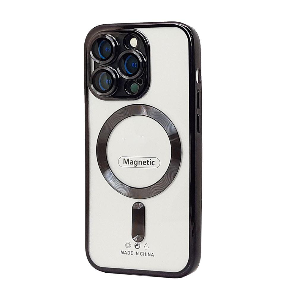 Electroplated Magsafe Circle TPU Cover Case With Camera Lens Protection for IPHONE 11 [6.1] (Black)
