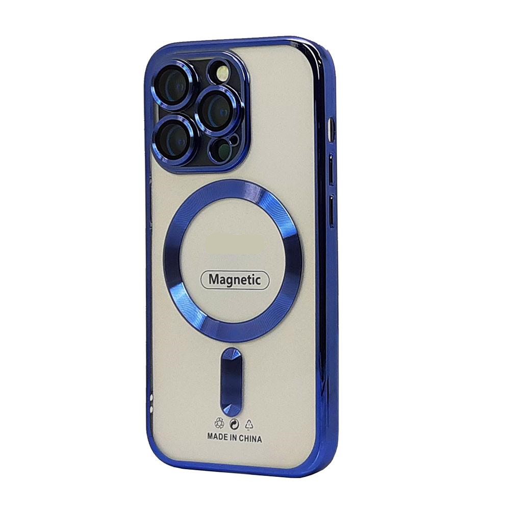 Electroplated Magsafe Circle TPU Cover Case With Camera Lens Protection for iPHONE 11 [6.1] (Blue)