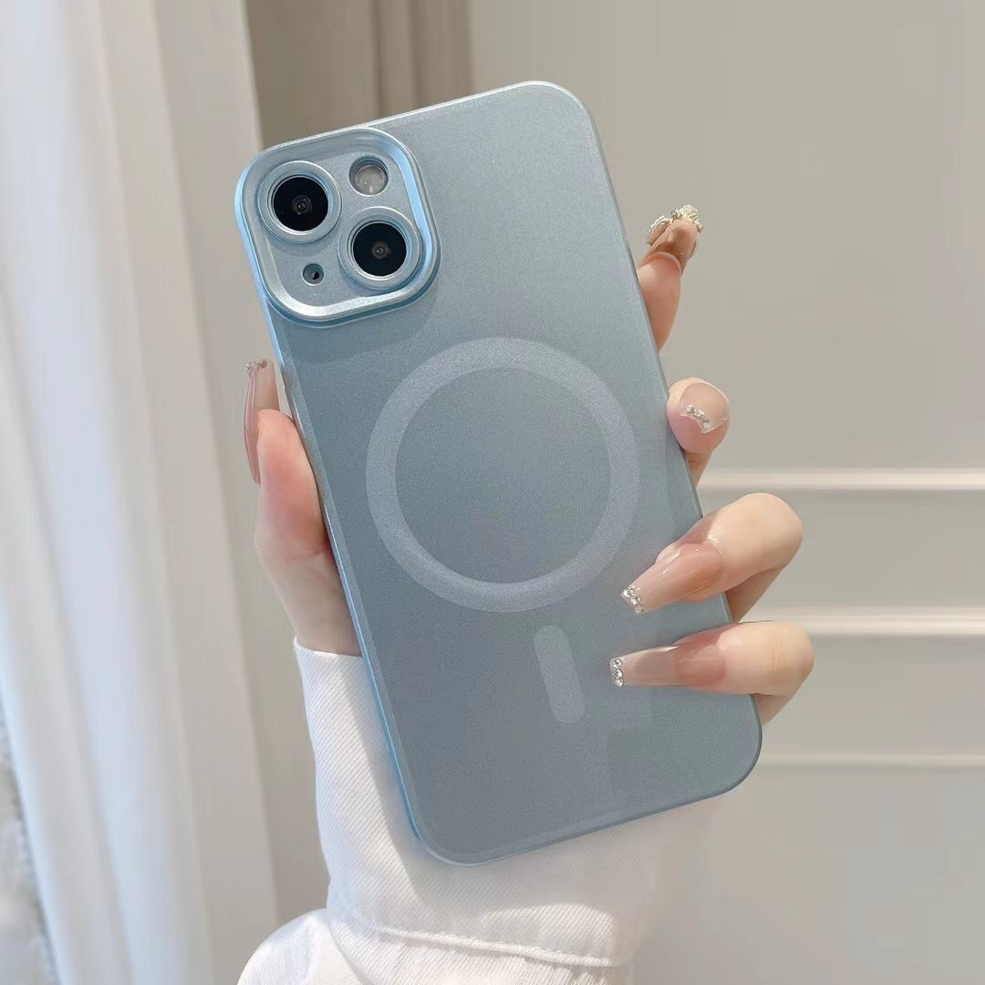 Slim MATTE Glossy Magsafe Camera Lens Cover Case for iPhone 14 Pro Max (Blue)