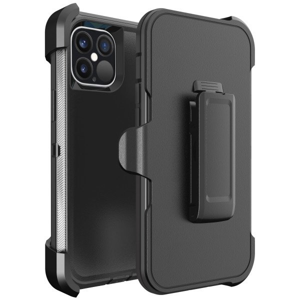 Premium Armor Heavy Duty Case with Clip for Apple iPHONE 13 Pro (6.1) (Black)