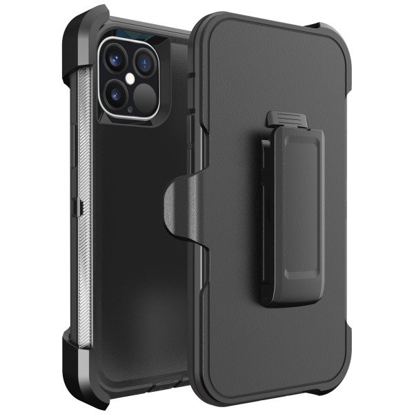 Heavy Duty Armor Robot Phone Case with Belt Clip for iPhone 16 Pro Max Black Shockproof Cover