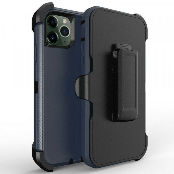 Heavy Duty Armor Robot Case with Belt Clip for iPhone 16 Pro Max - Navy Blue