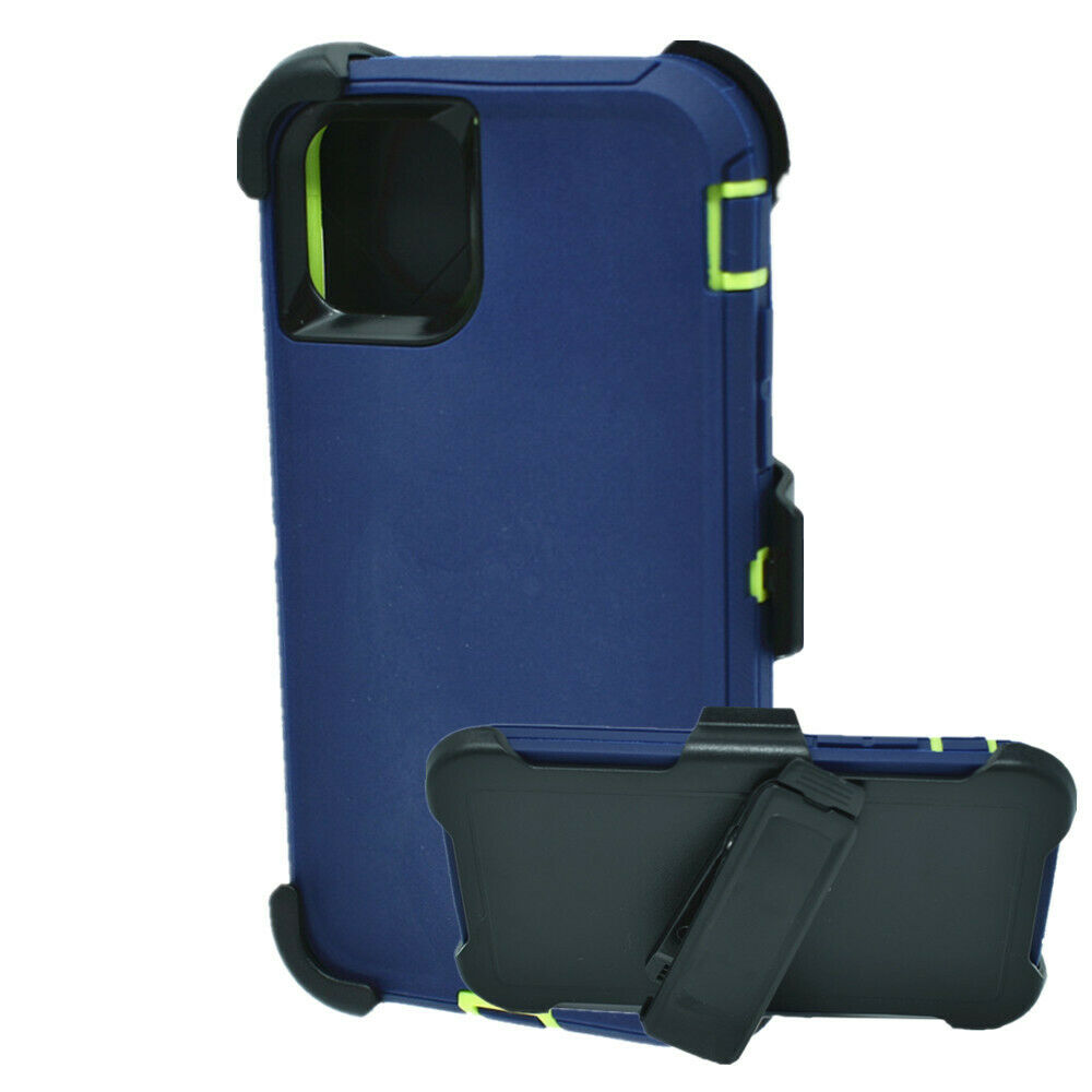 Premium Armor Heavy Duty Case with Clip for iPHONE 12 / 12 Pro 6.1 (NavyBlue Green)