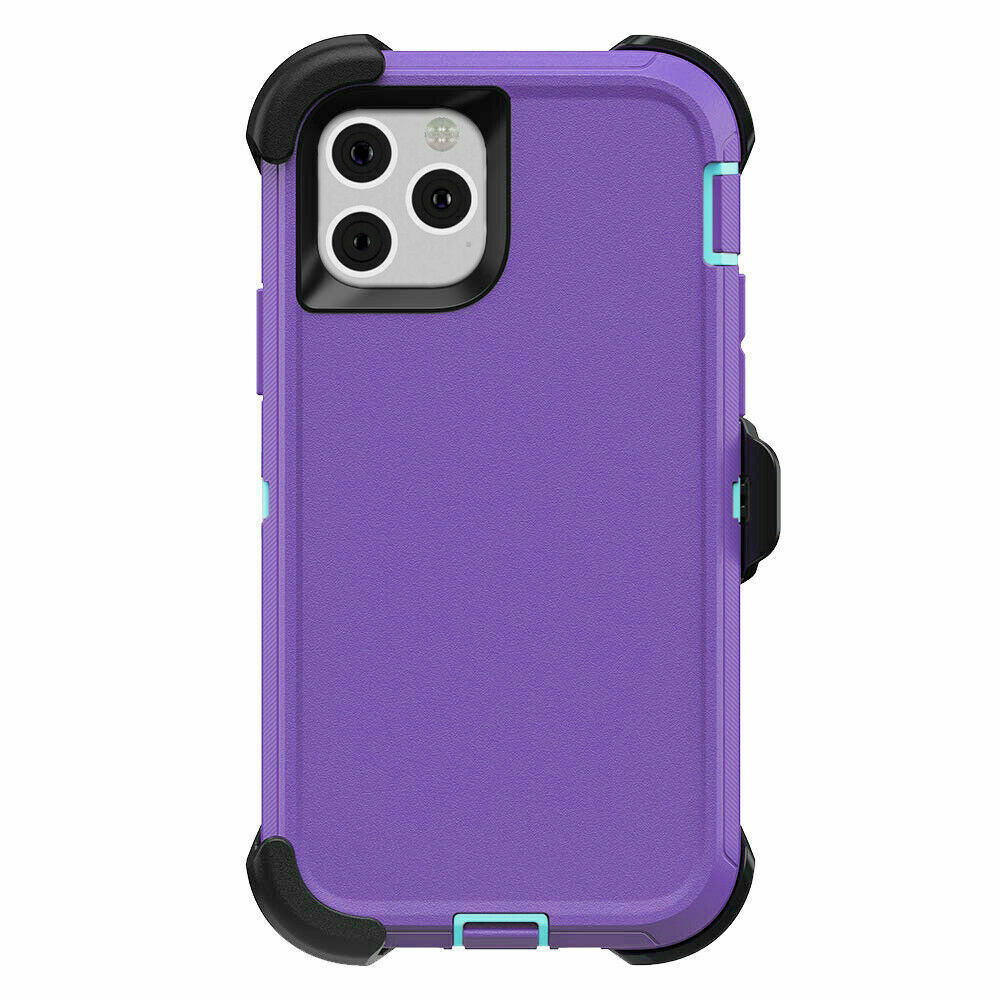 Premium Armor Heavy Duty Case with Clip for iPHONE 12 / 12 Pro 6.1 (Purple Blue)