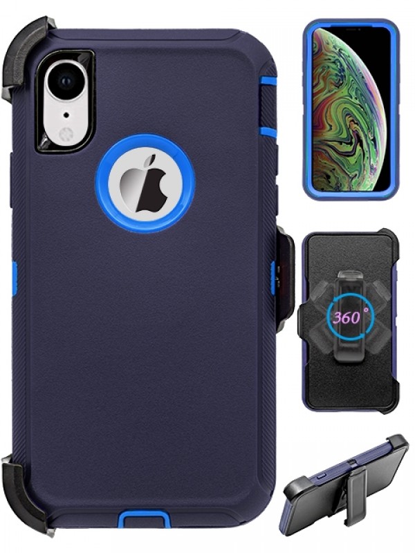 Premium Armor Heavy Duty Case with Clip for iPHONE XR 6.1 (NavyBlue Blue)