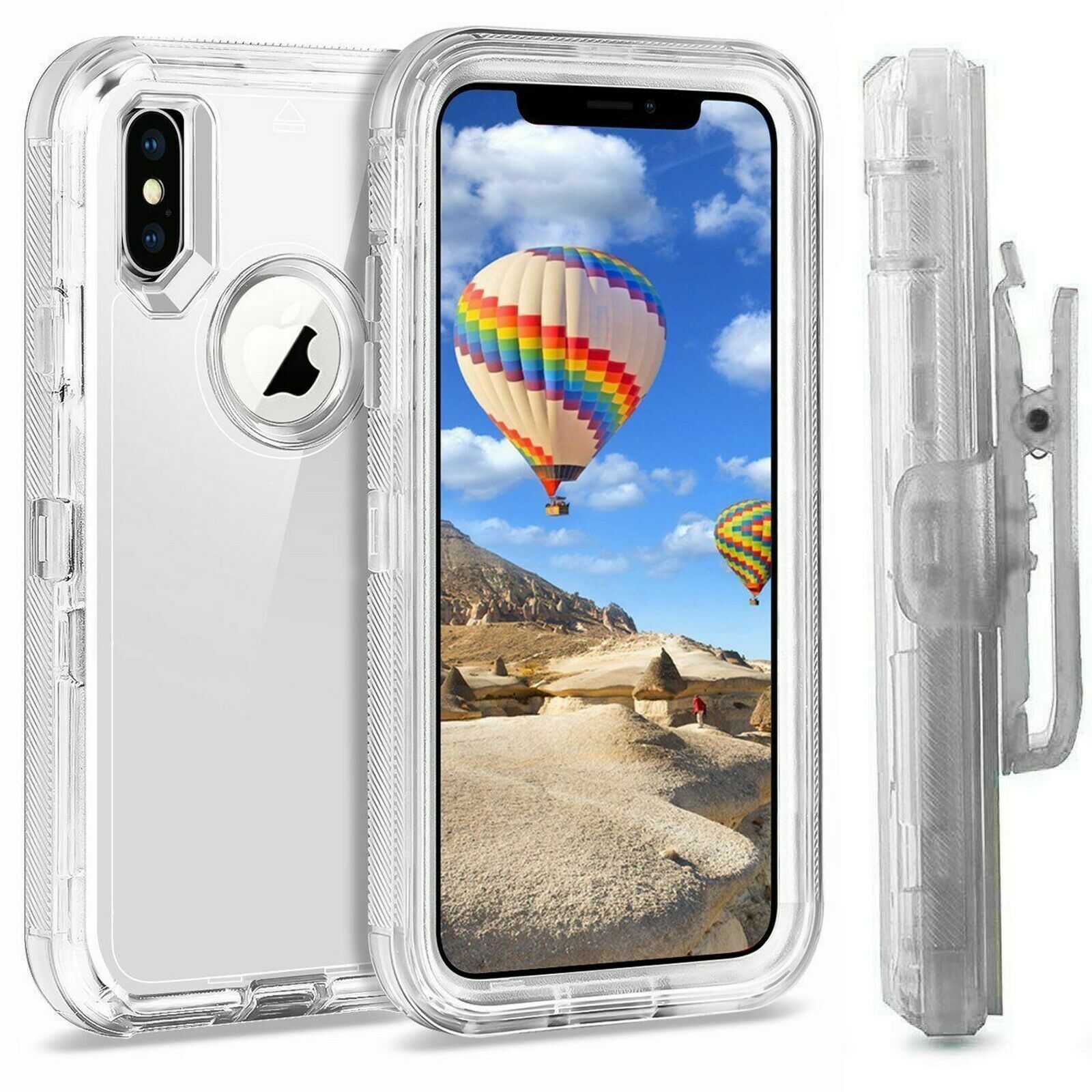 Premium Armor Heavy Duty Case with Clip for iPHONE XR 6.1 (Clear)