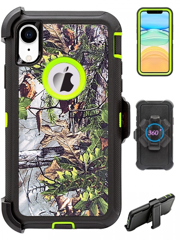 Premium Camo Heavy Duty Case with Clip for iPHONE XR 6.1 (Tree Green)