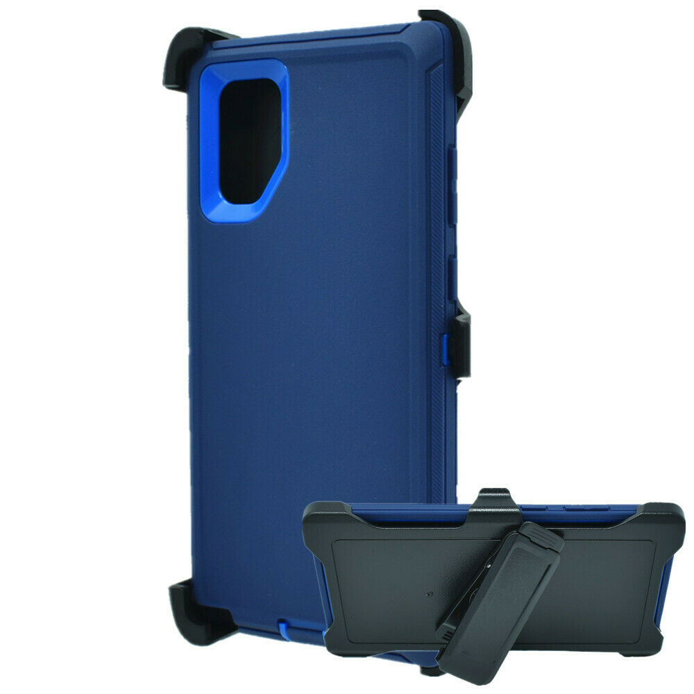 Premium Armor Heavy Duty Case with Clip for Galaxy Note 10+ (Plus) (NavyBlue Blue)