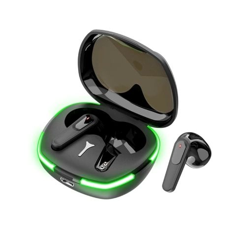 TWS Gaming Bluetooth Wireless HEADPHONE Earbuds Stereo Sound with LED Light Charging Case (Black)