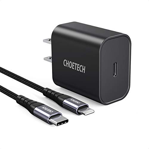 iPHONE Lightning 2in1 House Charger 18W PD QC Adapter with USB-C to Lightning Cable (Black)
