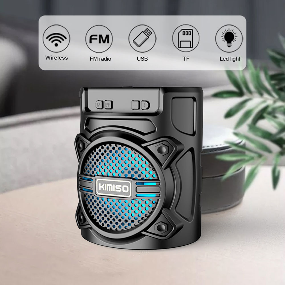 ''Compact Led Light Portable Bluetooth Speaker KMS2181 for Phone, Device, MUSIC, USB (Black)''''''''''