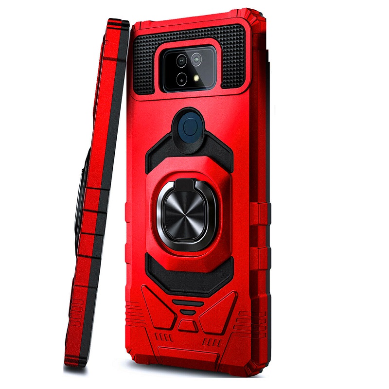 Rotating Cube Ring Holder Case for Cricket Ovation 2 / AT&T Maestro Max (Red)