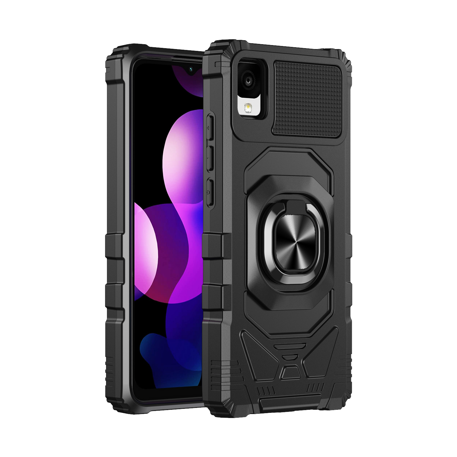 Tech Armor Cube RING Holder Kickstand Magnetic Armor Case for TCL 30 Z (Black)