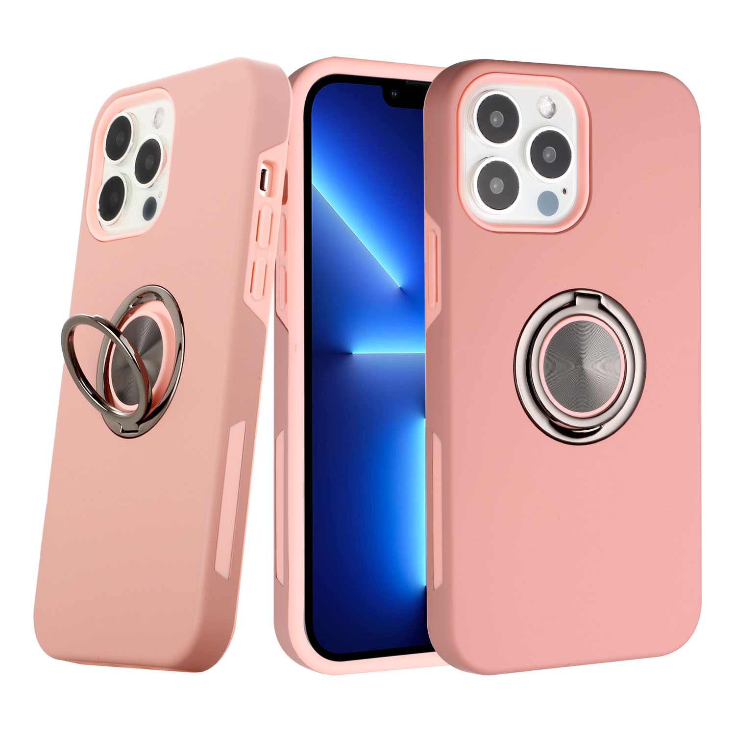 ''Dual Layer Armor Hybrid Stand RING Case for Samsung Galaxy A03s (USA), A02s (Rose Gold)''