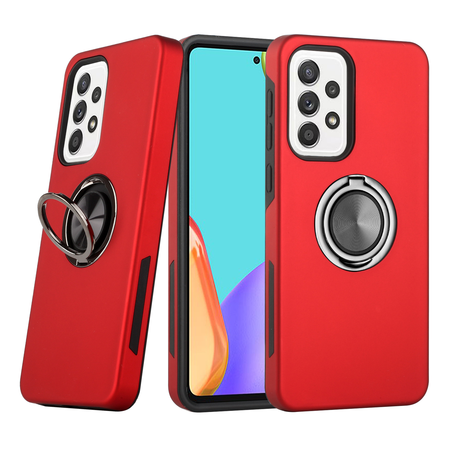 Dual Layer Armor Hybrid Stand RING Case for Samsung Galaxy A33 5G (Red)