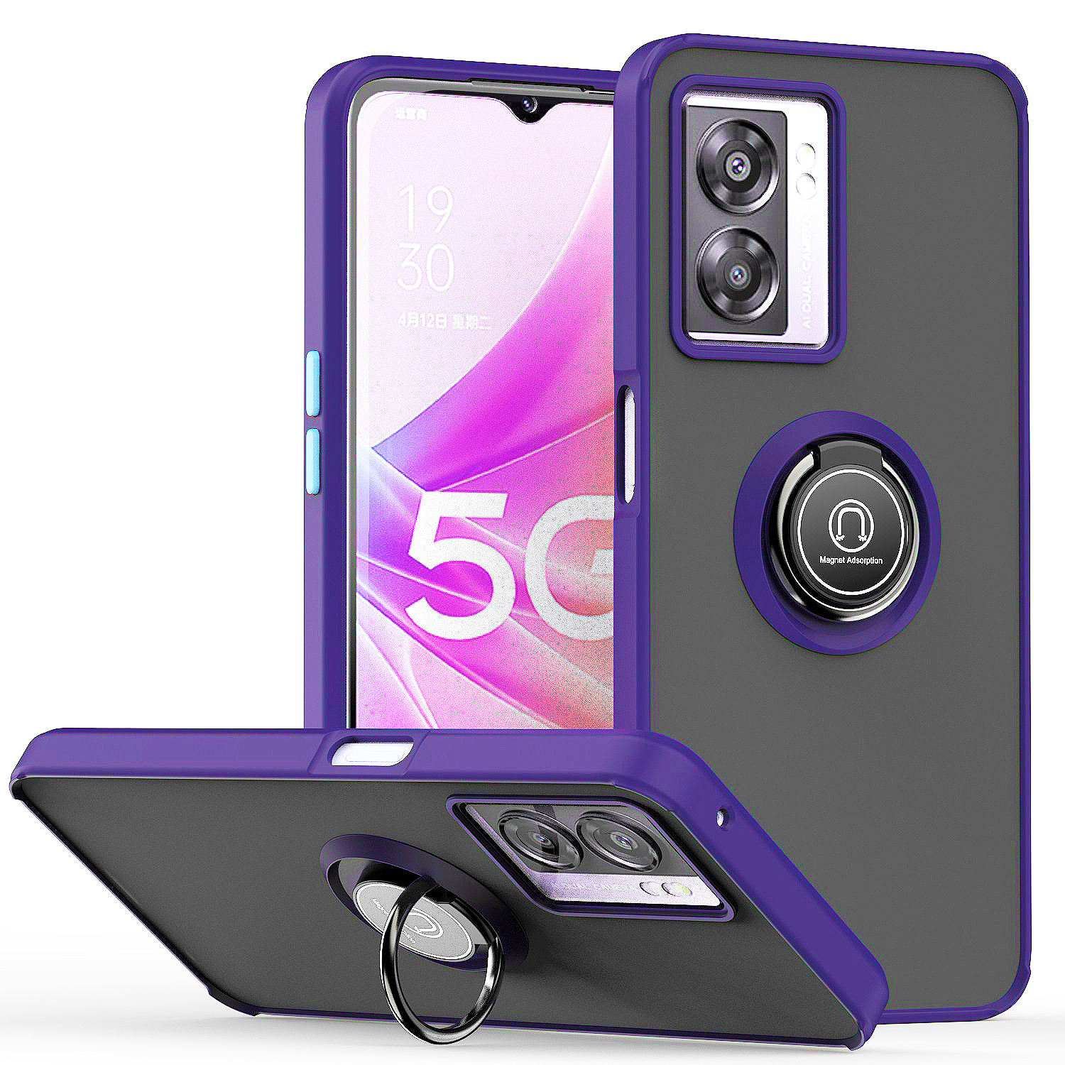 Tuff Slim Armor Hybrid RING Stand Case for OnePlus Nord N300 5G (Purple)