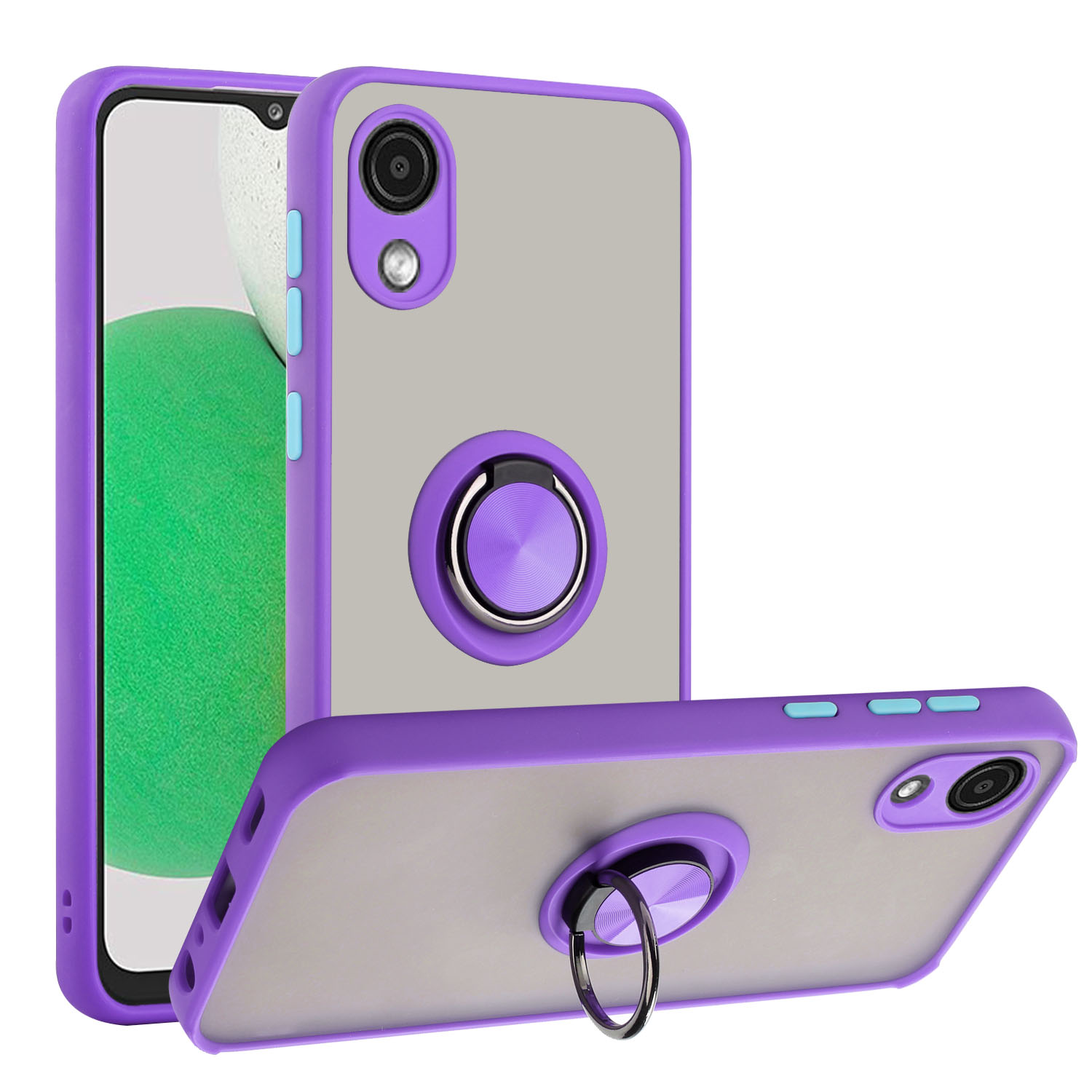 Tuff Slim Armor Hybrid RING Stand Case for Samsung A03 Core (Purple)