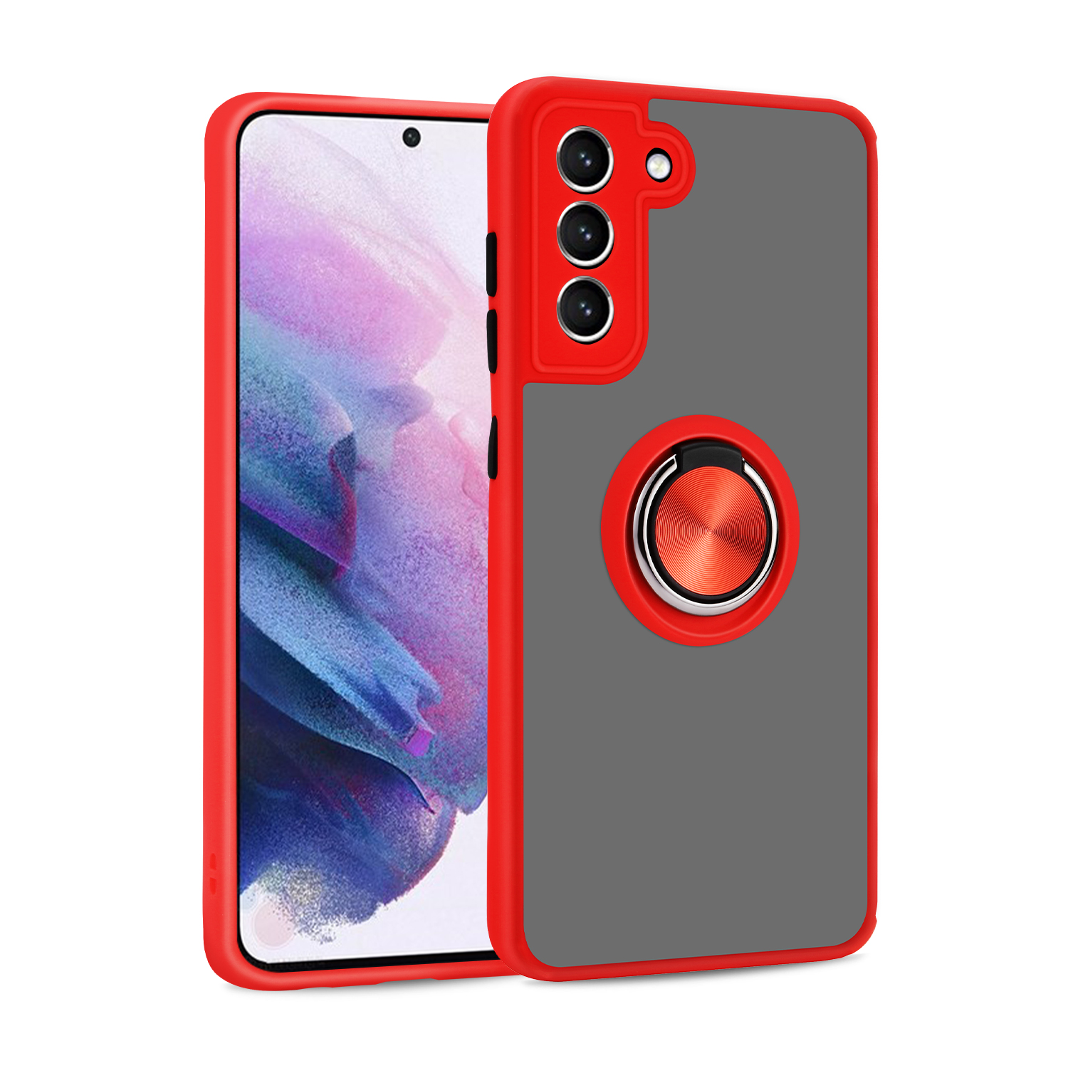 Tuff Slim Armor Hybrid Ring Stand Case for Samsung Galaxy A20S (Red)