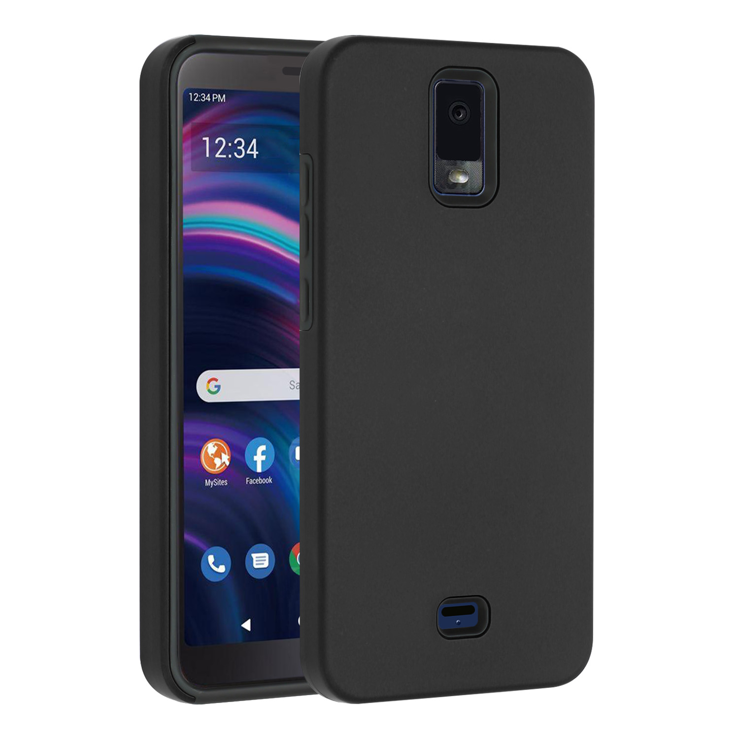 Glossy Dual Layer Armor Defender Hybrid Case Cover for BLU View 3 (Black)