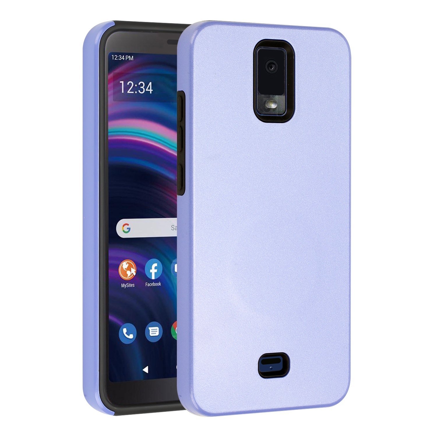 Glossy Dual Layer Armor Defender Hybrid Case Cover for BLU View 3 (Purple)