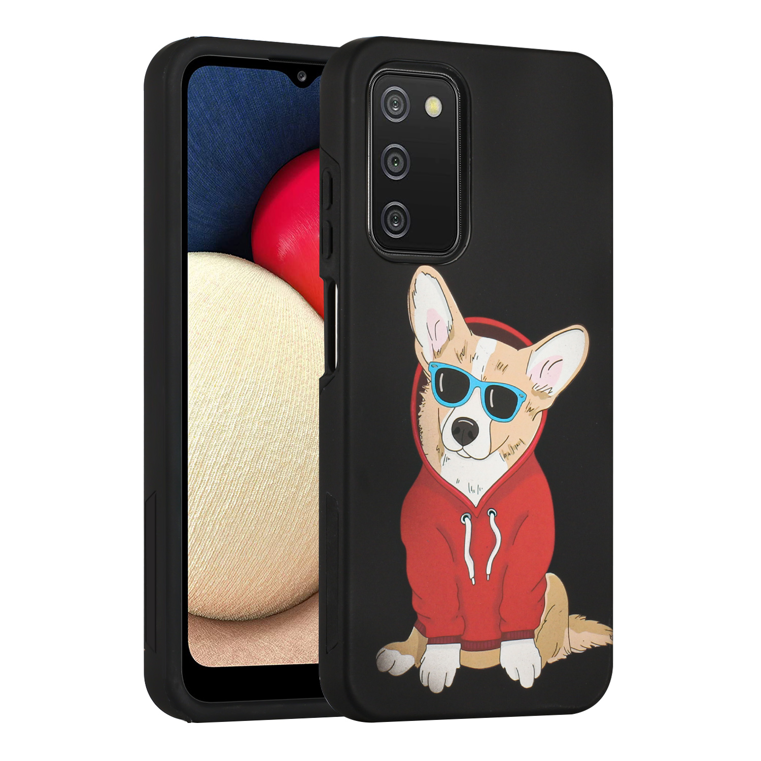 Glossy Design Dual Layer Armor Case Cover for Galaxy A03s (DOG)
