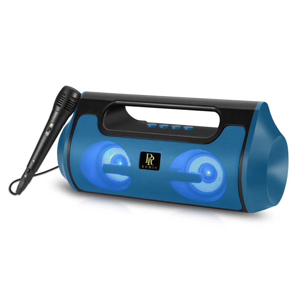 Drum Style Portable Wireless Bluetooth SPEAKER with Karaoke Mic RM-S8500 (Blue)