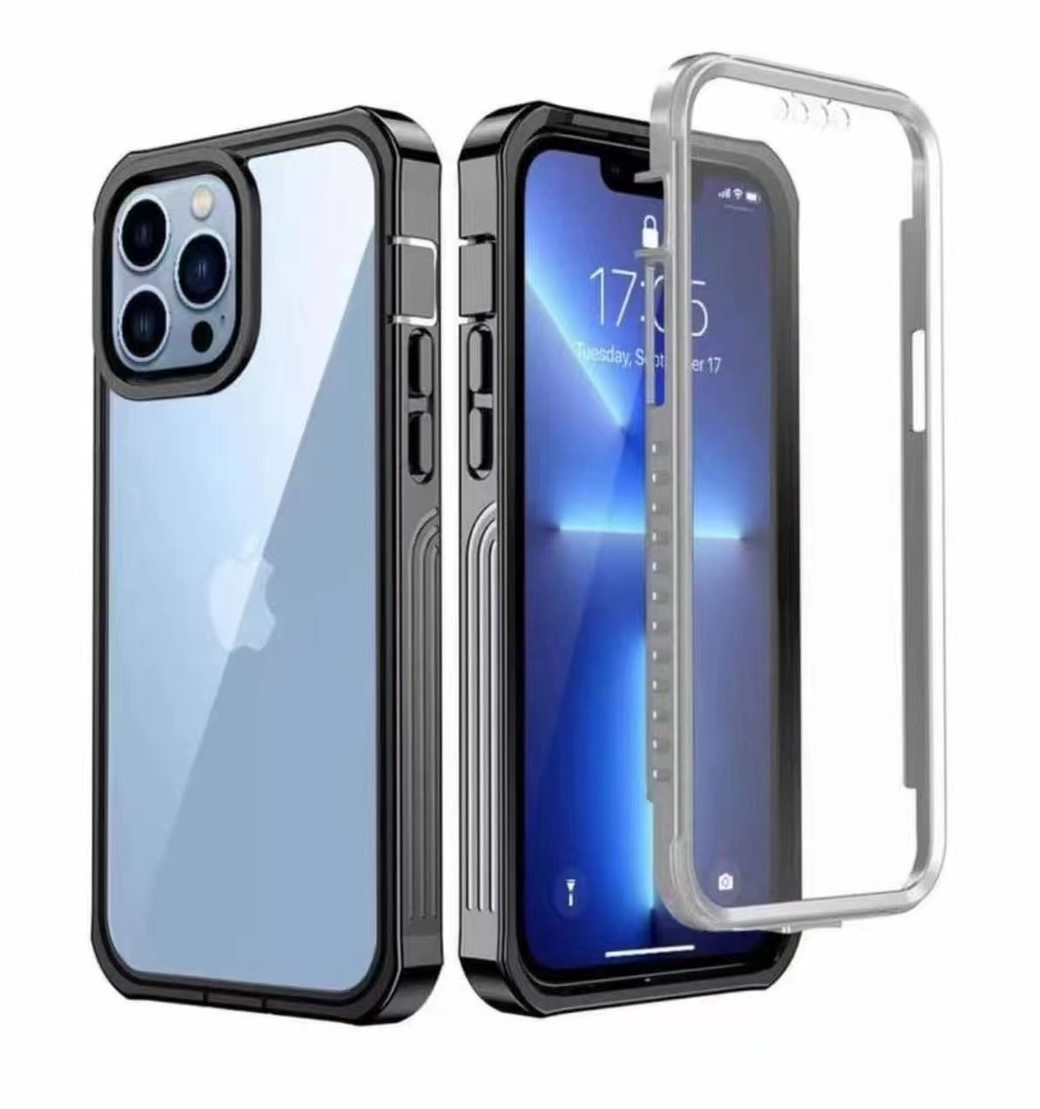 Heavy Duty Full Body Rugged PHONE Cover Case with Build in Tempered Glass Screen Protector for Apple