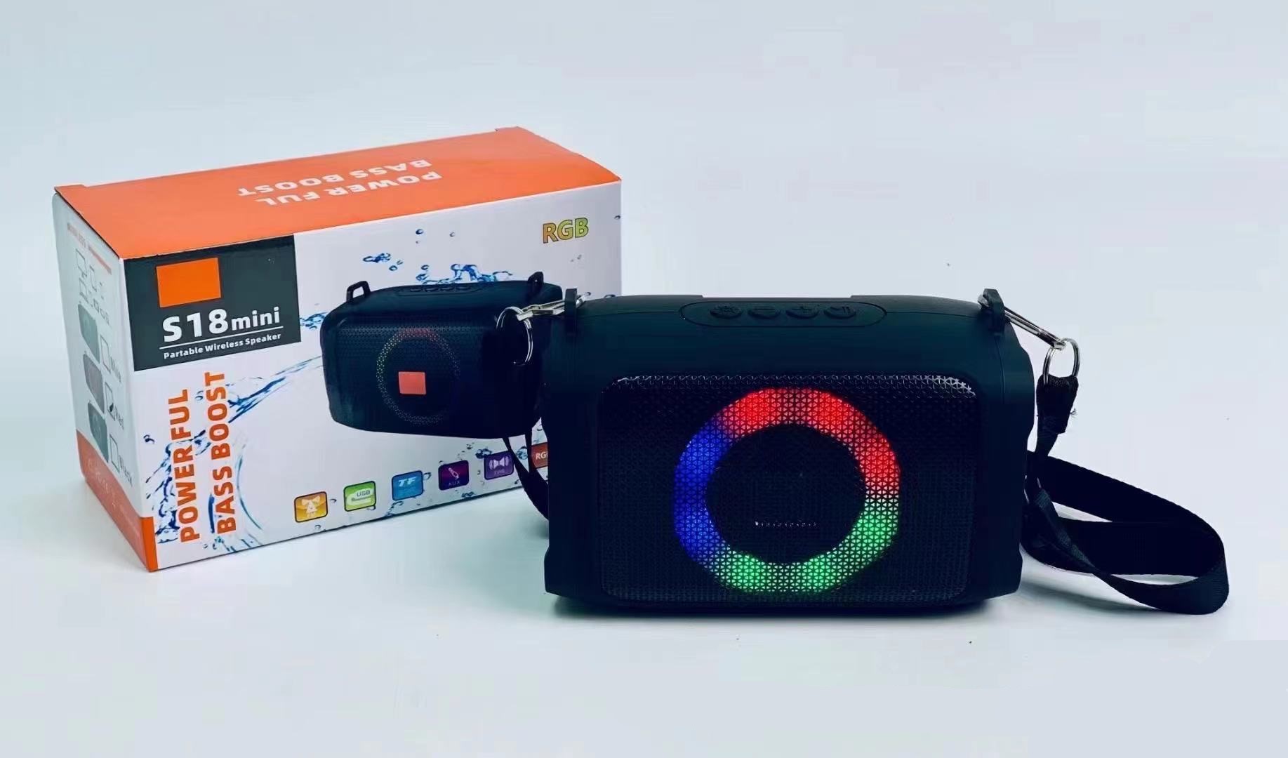 Cube Drum Style LED Light Portable Wireless Bluetooth Speaker S18mini (Black)