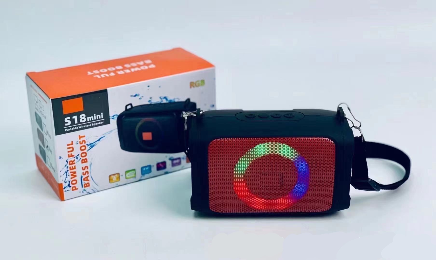 Cube Drum Style LED Light Portable Wireless Bluetooth Speaker S18mini (Red)