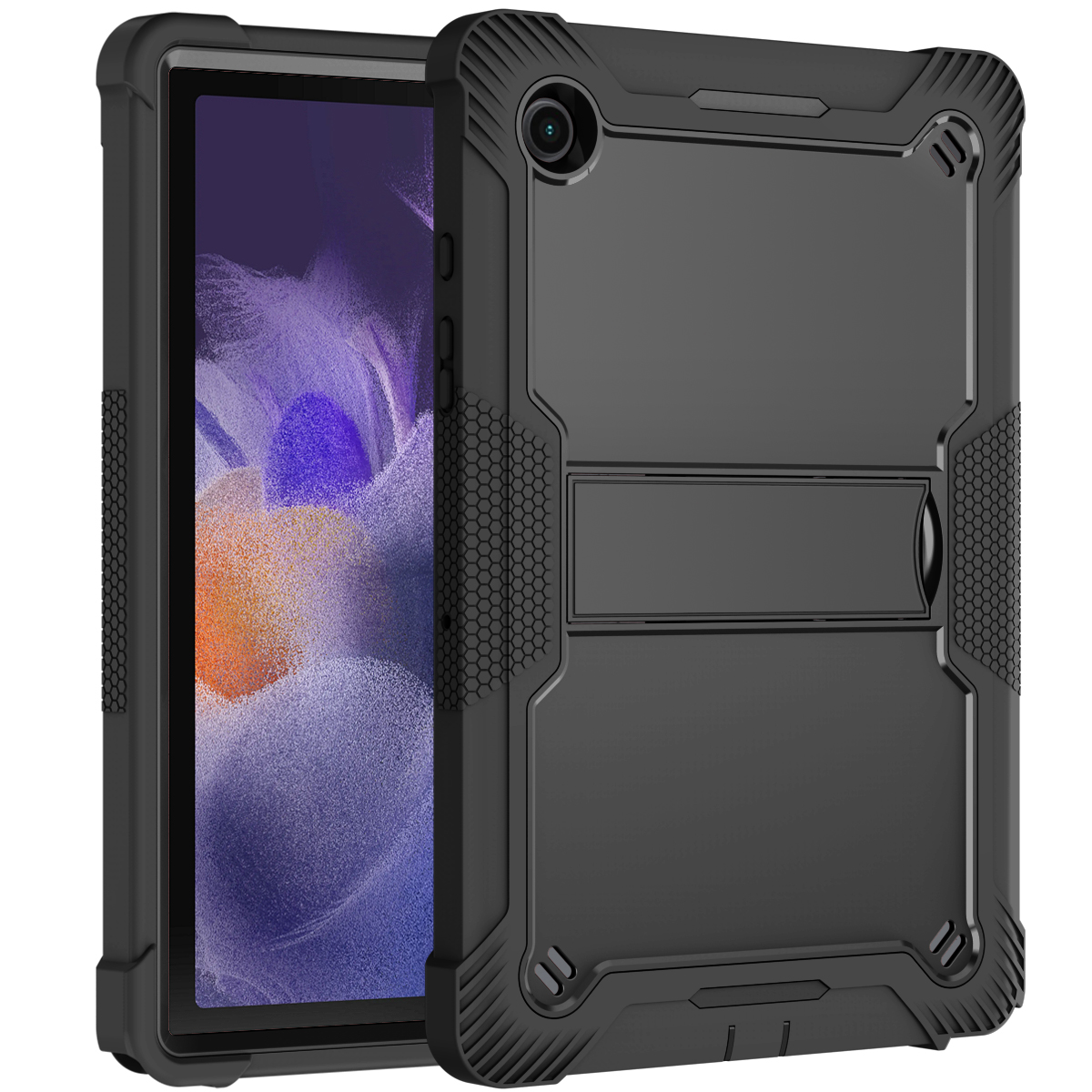 Heavy Duty Full Body Kickstand Tablet Case for Galaxy Tab A8 10.5 (2021) (Black)