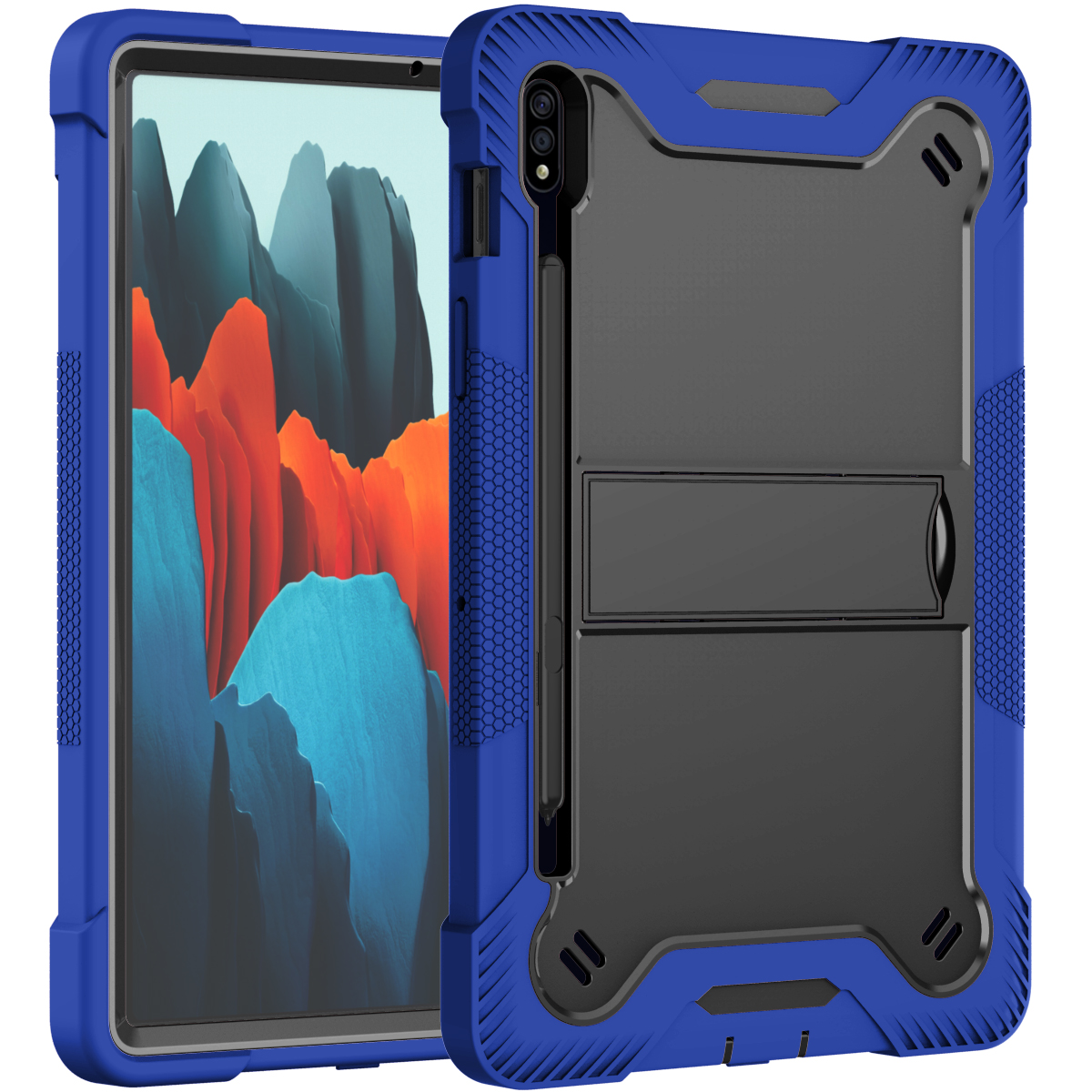 Heavy Duty Full Body Kickstand Tablet Case for Galaxy Tab S8 S7 (Blue)