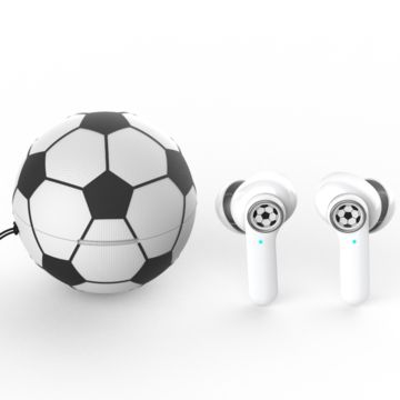 TWS SOCCER Ball Bluetooth Wireless Headphone Earbud Headset Stereo Sound (White)