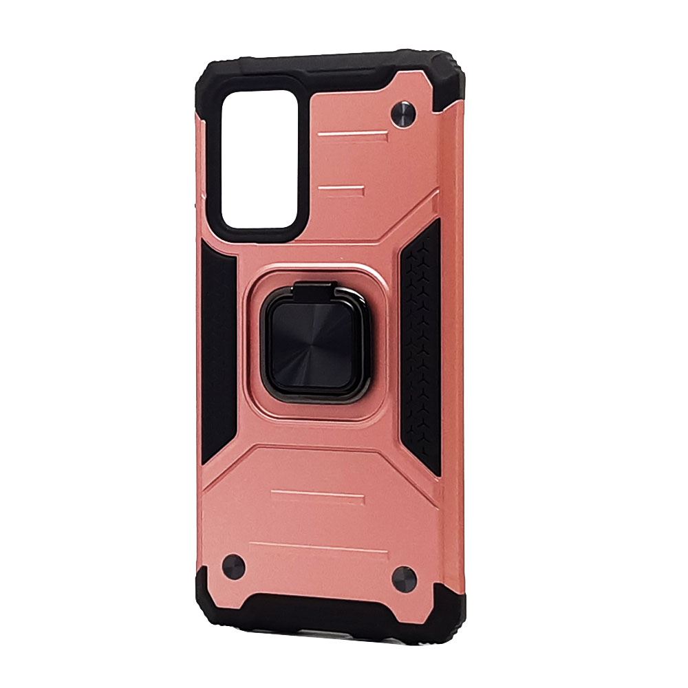 Double Layer Hybrid Square Ring Armor Case for Galaxy A03s (USA) (Pink)