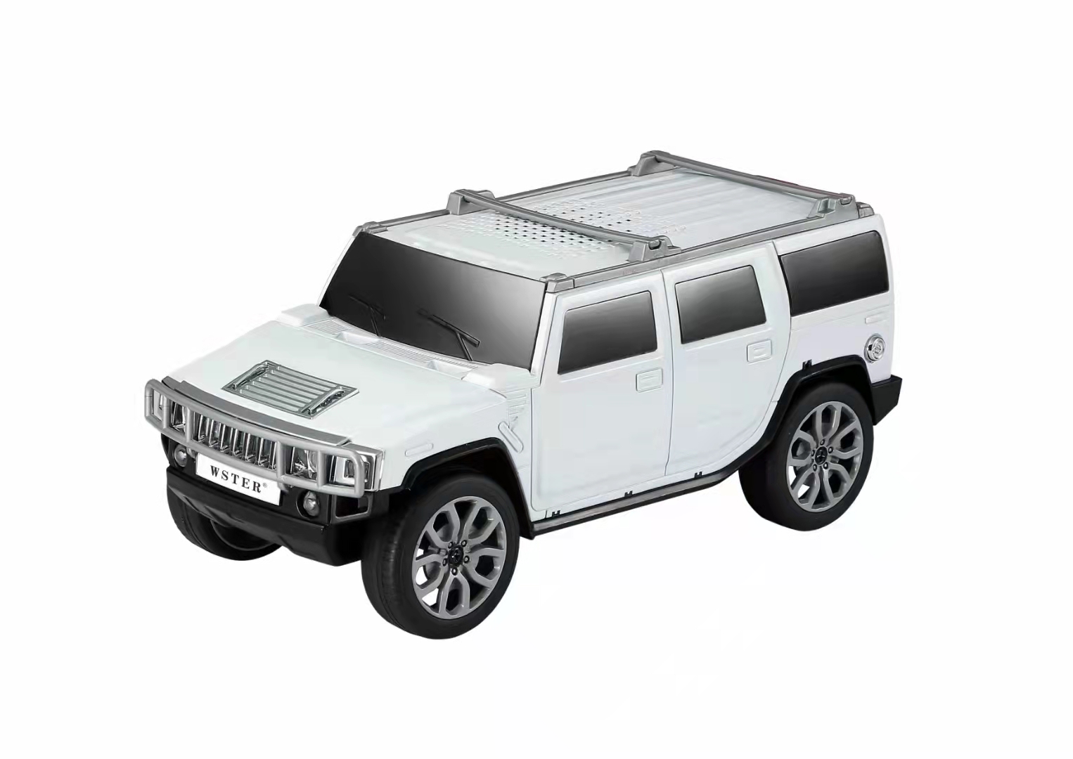 Compact SUV Bluetooth Speaker with LED Light - Portable CAR Design for Universal Devices (White)