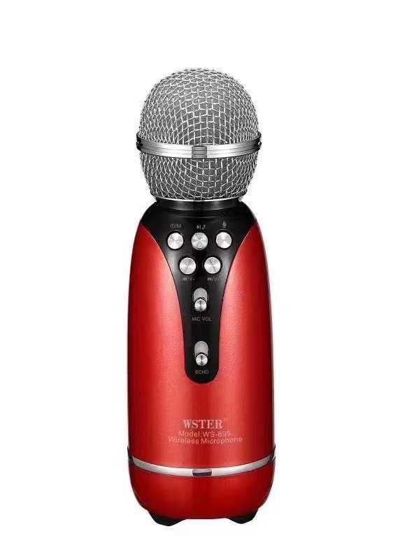Karaoke Microphone Wireless Portable Handheld Bluetooth SPEAKER WS899 (Red)