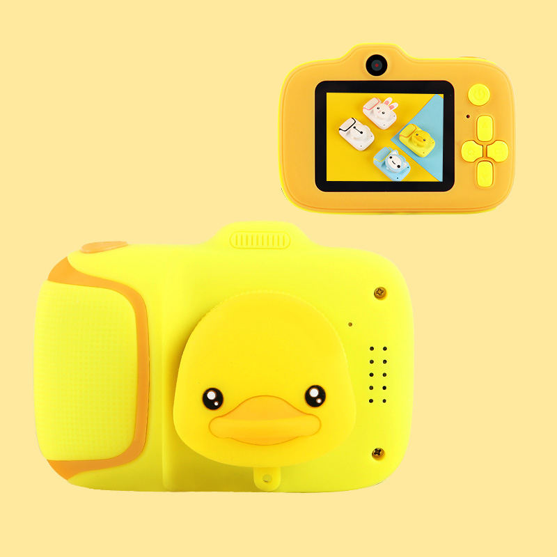 1080P Mini Cartoon Kid CAMERA: DIGITAL Video with Games, Soft Shell for Kids (Yellow Duck)