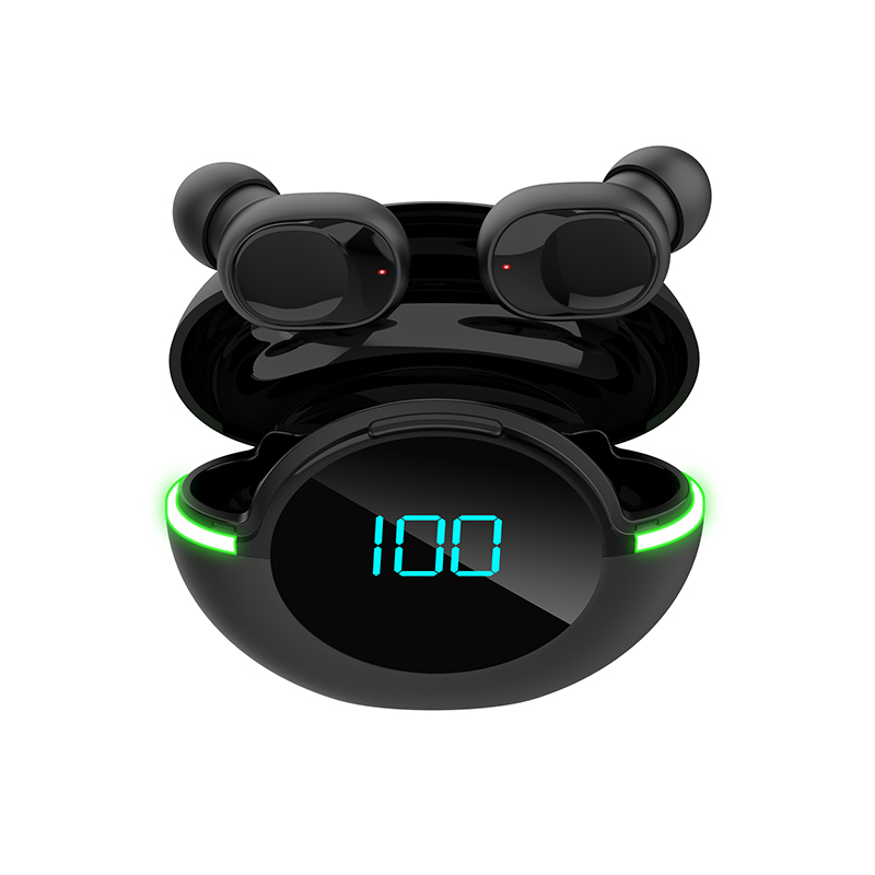 TWS Neon Lights Bluetooth Wireless Headphone Earbuds Headset 3D Sound (Black)
