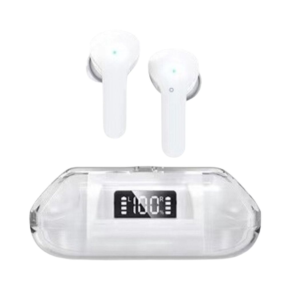 Crystal Clear TWS Earbuds: Ultimate Sound, Real-Time BATTERY Display for Phones & Bluetooth