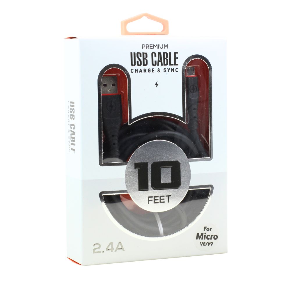 Durable 10FT Micro USB Cable: 2.4A Fast Charging, Flexible Silicone, UNIVERSAL COMpatibility