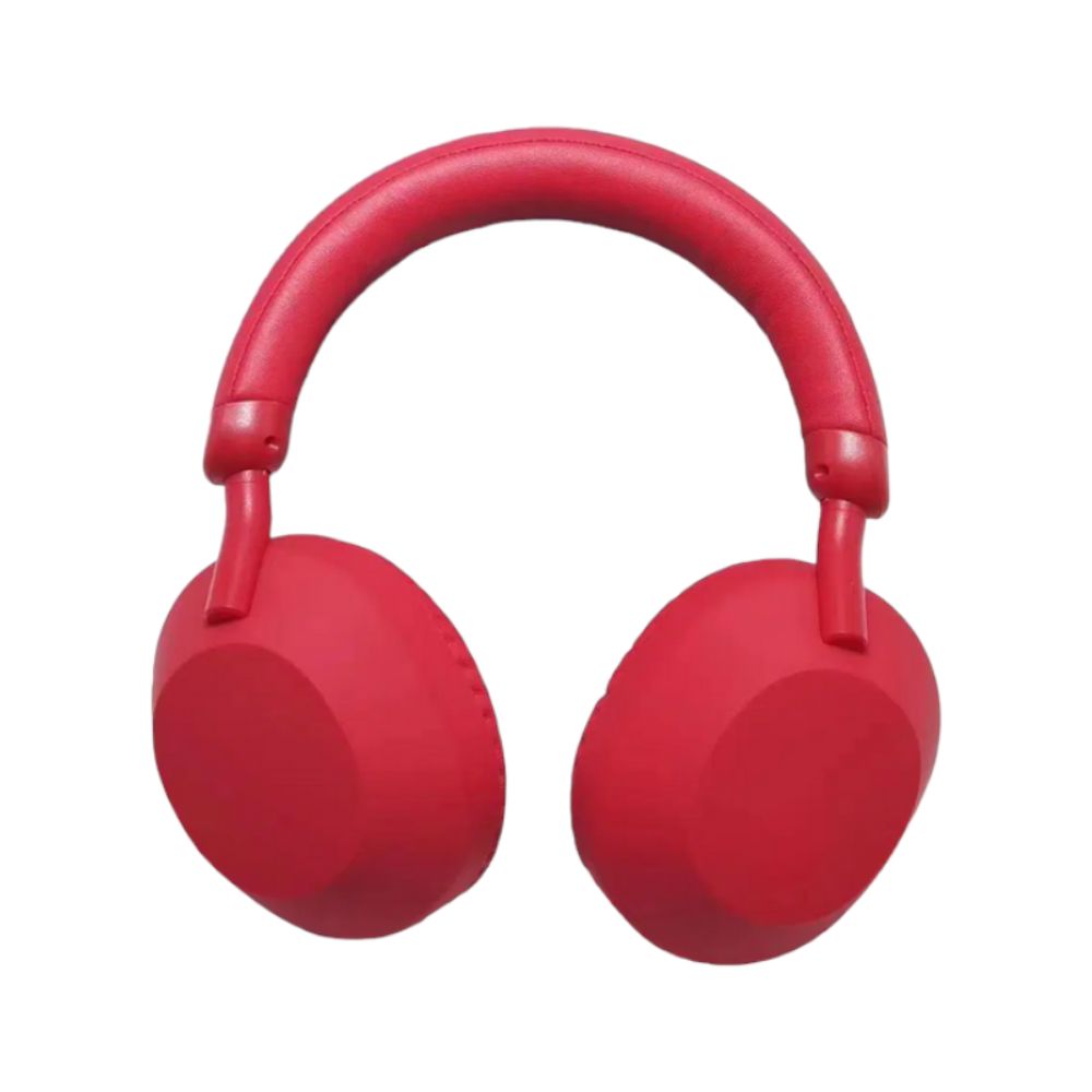 Foldable Bluetooth HEADPHONES WHXM5 with Mic, Noise Reduction & Plush Earcups - Red