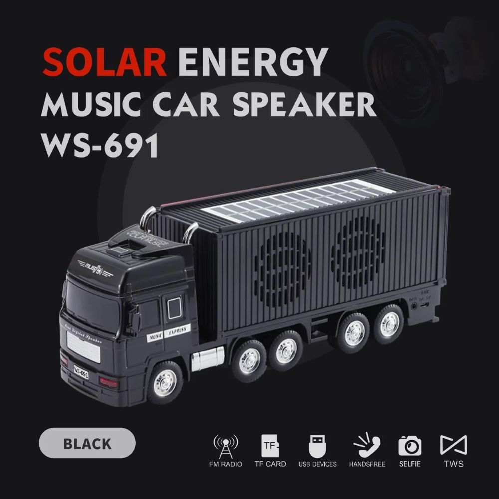 MUSIC Express Semi Truck Bluetooth Speaker Portable Solar Charging Sound System WS691 Black